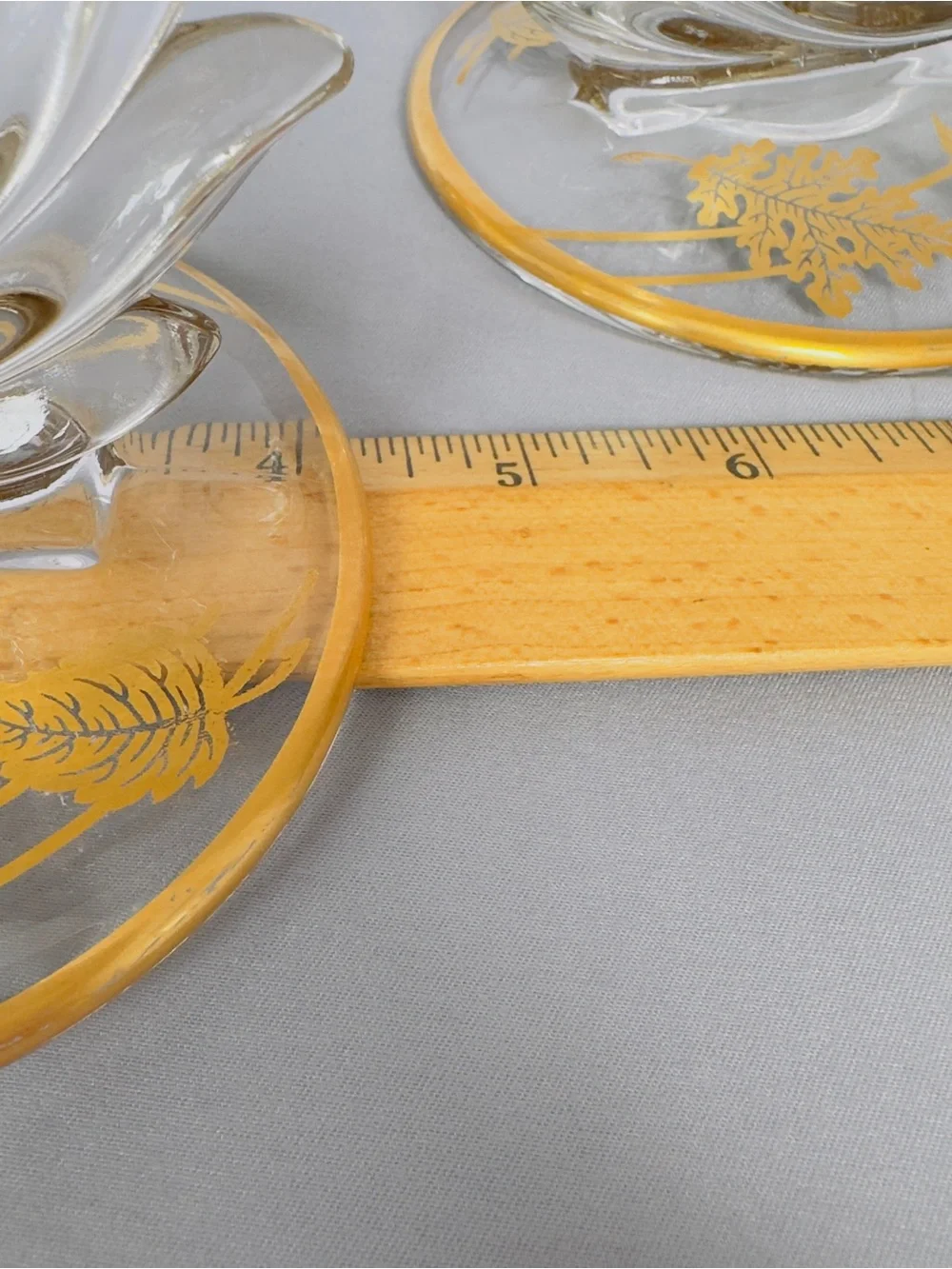 Vintage Fosteria Baraque Taper Candle Holders 22K Overlay Cornucopia Glass Art